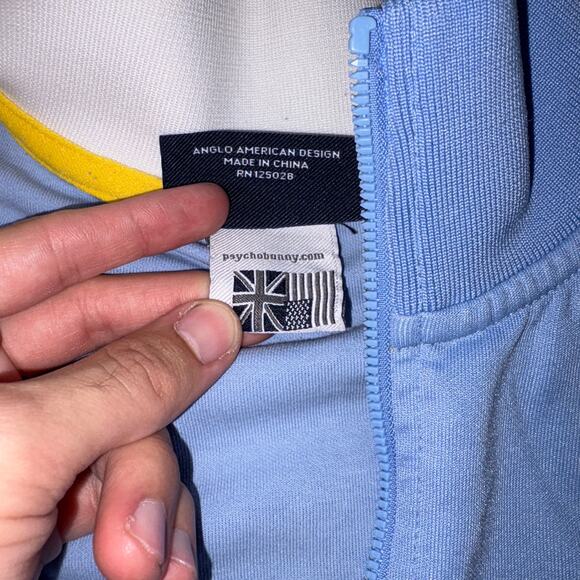 Psycho Bunny Mens Full Zip Retro Daniel Track Jacket Blue Yellow White SZ L - Picture 4 of 7